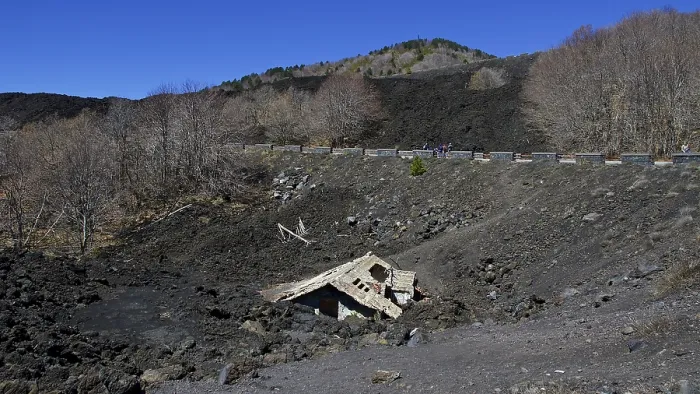 Framed Print : Lava field, destroyed hut, Etna Framed Print : Lava field, destroyed hut, Etna