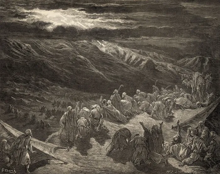 Framed Print : Law given to Moses at Sinai, woodcut by Gustave Dore Framed Print : Law given to Moses at Sinai, woodcut by Gustave Dore