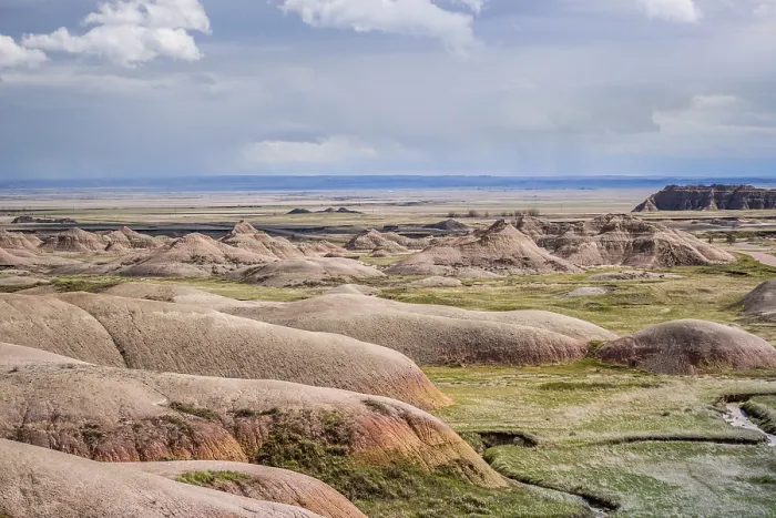 Framed Print : A layered rugged terrain rock formations of the preserve national park
