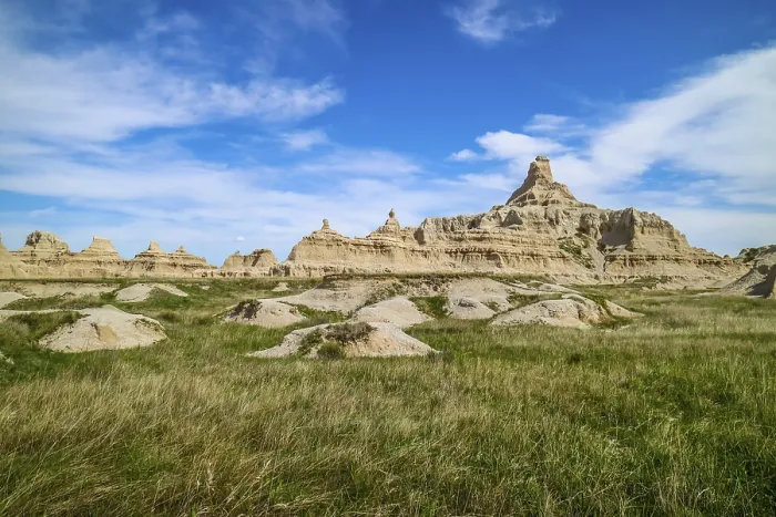 Framed Print : A layered rugged terrain rock formations of the preserve national park