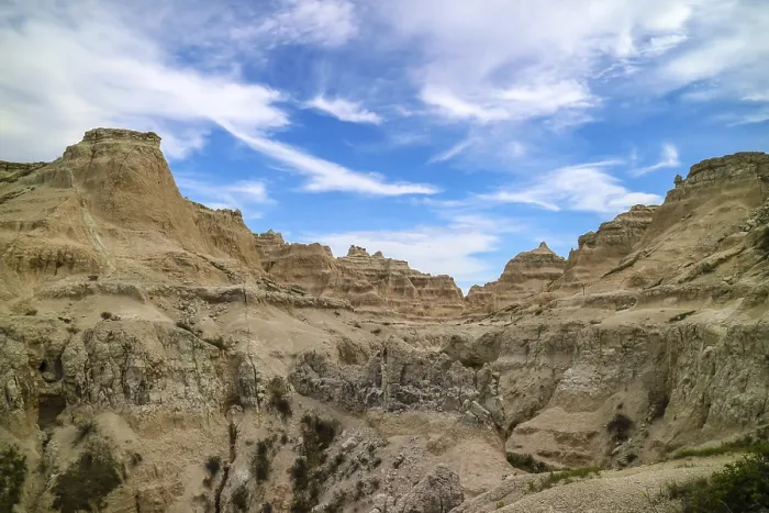Framed Print : A layered rugged terrain rock formations of the preserve national park
