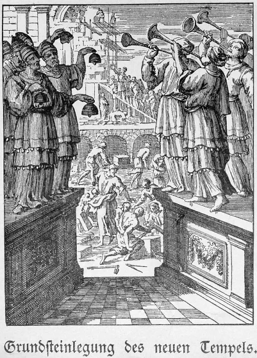 Framed Print : Laying of the foundation stone of the new temple
