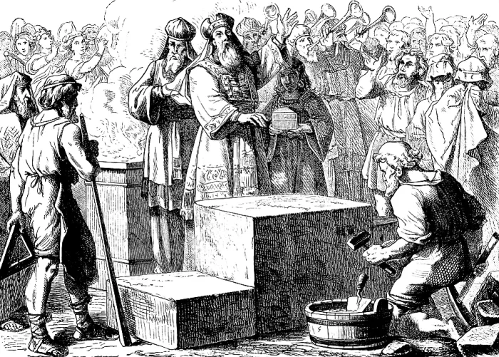 Framed Print : Laying the foundation stone of the temple