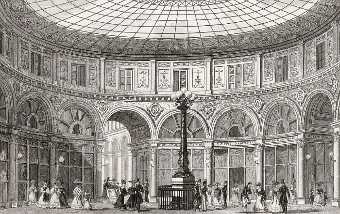 Framed Print : Le galerie Colbert, Paris, antique steel engraved print Framed Print : Le galerie Colbert, Paris, antique steel engraved print