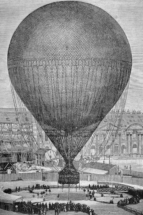 Framed Print : Le Grand Ballon Captil, 1878, a captive balloon built by Giffard