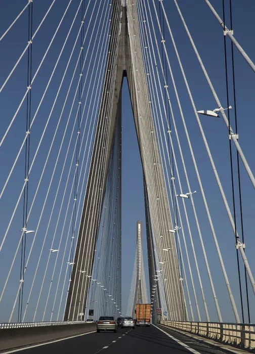 Framed Print : Le Havre, Pont de Normandie cable-stayed bridge over the Seine estuary Framed Print : Le Havre, Pont de Normandie cable-stayed bridge over the Seine estuary