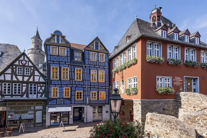 Framed Print : The leaning house, half-timbered house Framed Print : The leaning house, half-timbered house