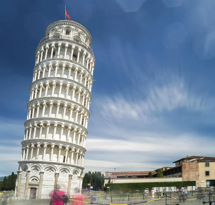 Framed Print : Leaning Tower of Pisa. Blue cloudy sky background Framed Print : Leaning Tower of Pisa. Blue cloudy sky background
