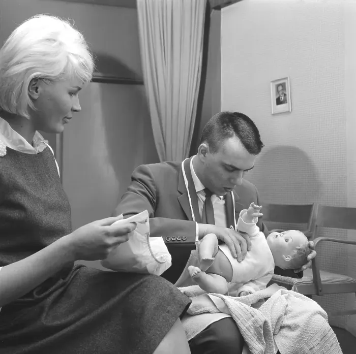 Framed Print : Learning to have a baby in the 1960s