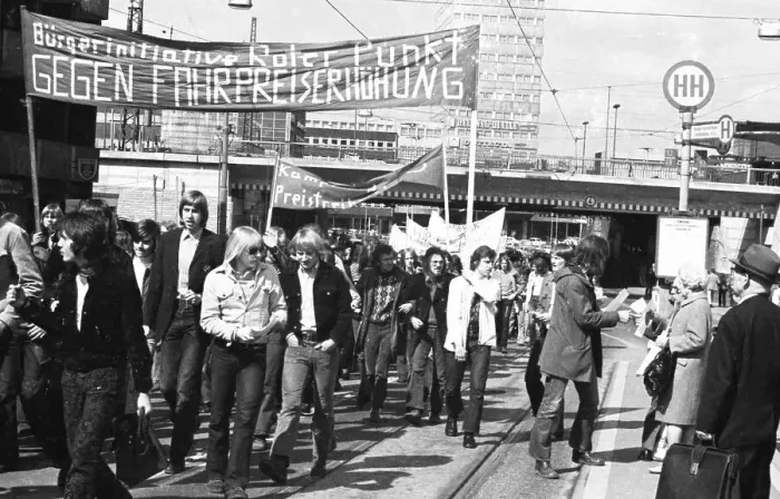 Framed Print : Led by students and accompanied and observed by the police
