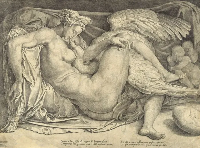 Framed Print : Leda and the Swan, Michelangelo Buonarroti