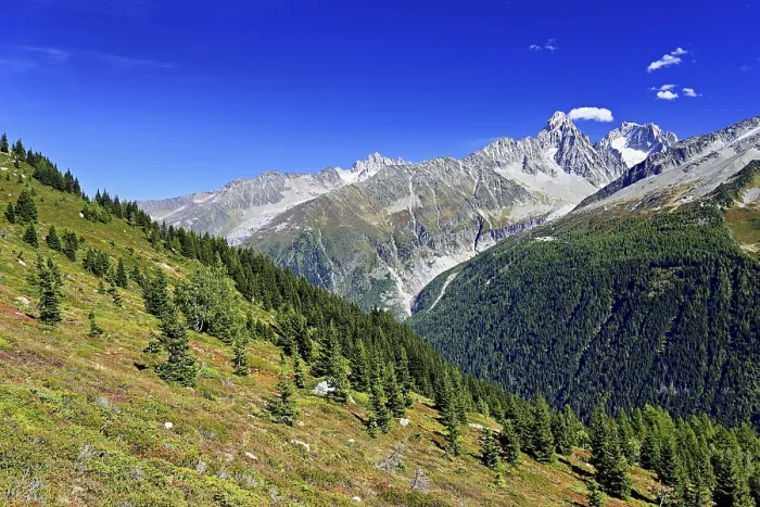 Framed Print : From left front Glacier du Tour back Aiguilles du Tour