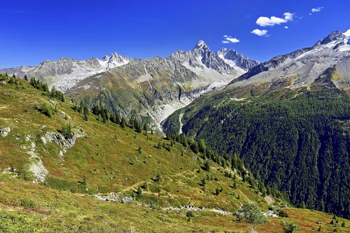 Framed Print : From left front Glacier du Tour back Aiguilles du Tour