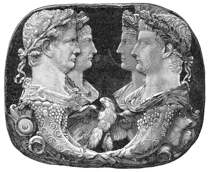 Framed Print : On the left the Roman emperor Claudius and his wife Agrippina