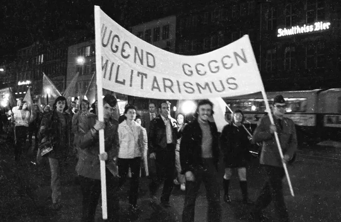Framed Print : Left-wing and pacifist demonstration for the anti-war day on 1