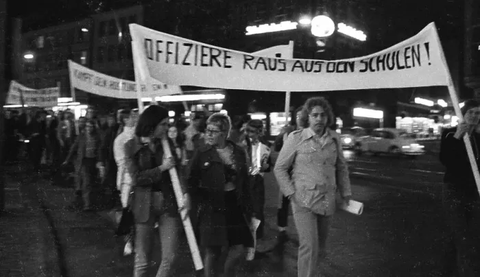 Framed Print : Left-wing and pacifist demonstration for the anti-war day on 1