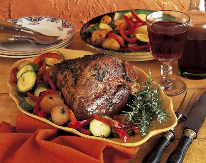 Framed Print : Leg of lamb from Provence with potatoes Framed Print : Leg of lamb from Provence with potatoes