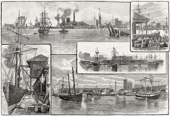 Framed Print : Leith Docks, Edinburgh, Scotland, 19th century