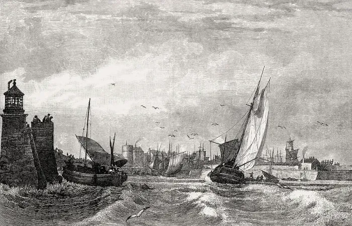 Framed Print : Leith Harbour, Edinburgh, Scotland, 19th century