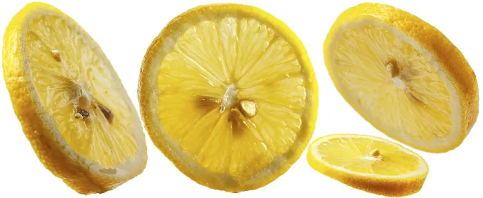 Framed Print : Lemon slices on a white background, isolate