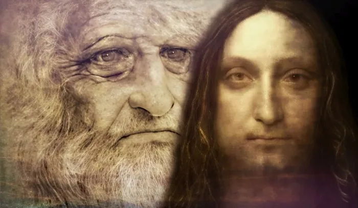 Framed Print : Leonardo da Vinci, 1452 - 1519, Italian painter, sculptor, architect and engineer, the painting Salvator Mundi, Savior of the World, digitally edited