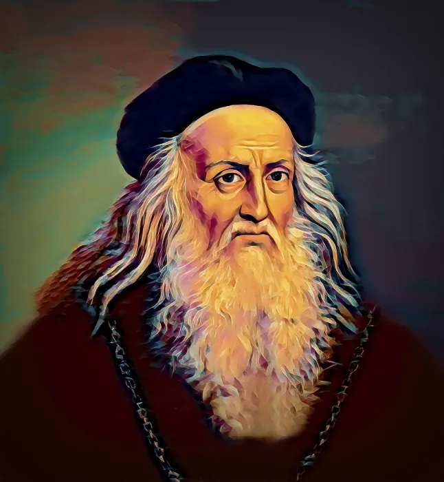 Framed Print : Leonardo da Vinci, 1452 - 1519, Italian painter, sculptor, architect and engineer, digitally edited