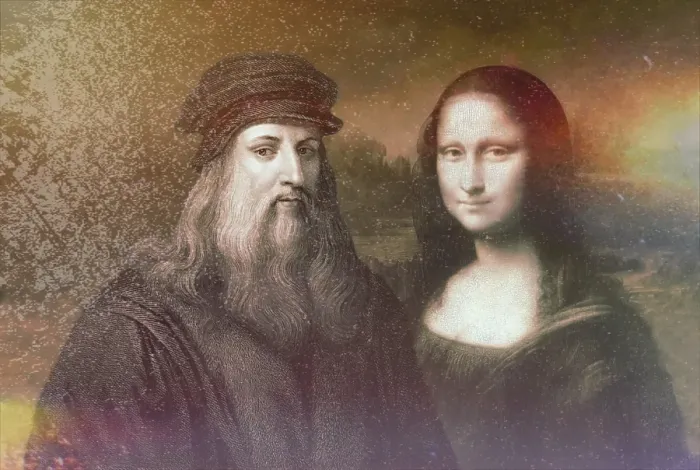 Framed Print : Leonardo da Vinci, 1452 - 1519, Italian painter, sculptor, architect and engineer, the painting la Gioconda, Mona Lisa, digitally edited