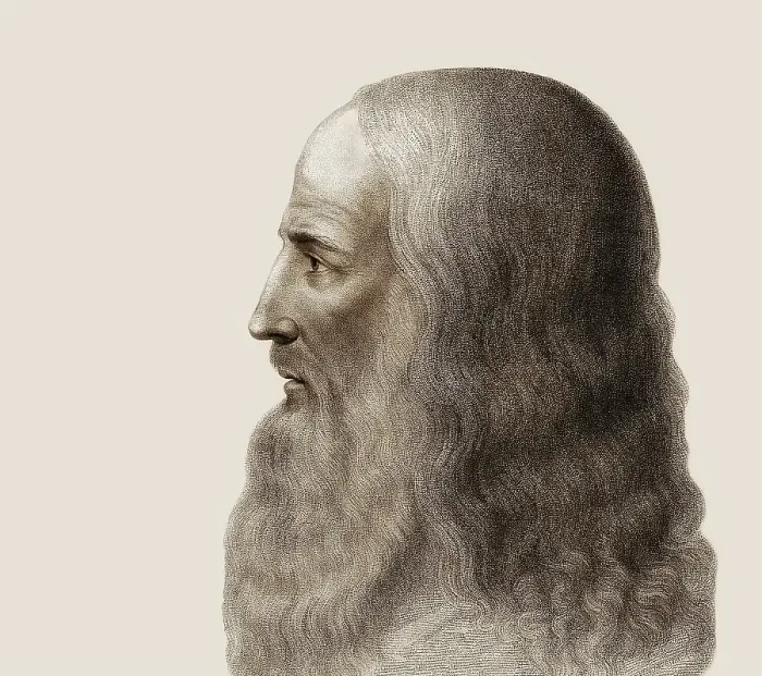 Framed Print : Leonardo da Vinci, 1452 - 1519, Italian painter, sculptor, architect and engineer, digitally edited
