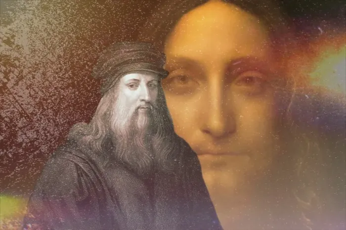 Framed Print : Leonardo da Vinci, 1452 - 1519, Italian painter, sculptor, architect and engineer, the painting Salvator Mundi, Savior of the World, digitally edited