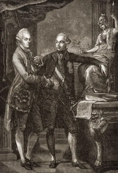 Framed Print : Leopold II, 1747-1792, with his brother Joseph II Framed Print : Leopold II, 1747-1792, with his brother Joseph II