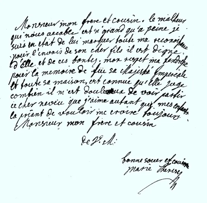 Framed Print : Letter from Empress Maria Theresa to her brother-in-law