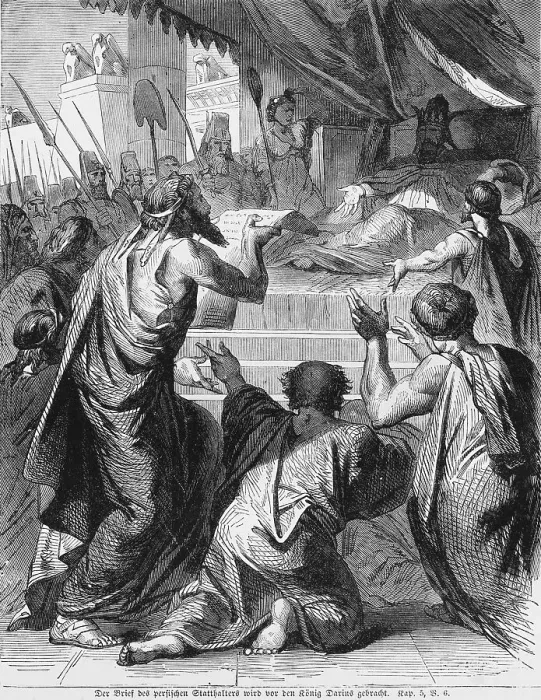 Framed Print : The letter of the Persian governor is brought in front of King Darius