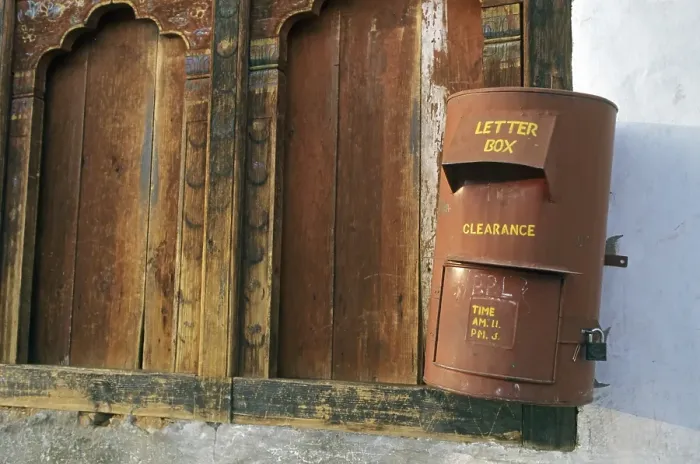 Framed Print : Letterbox in the main town thimphu buthan
