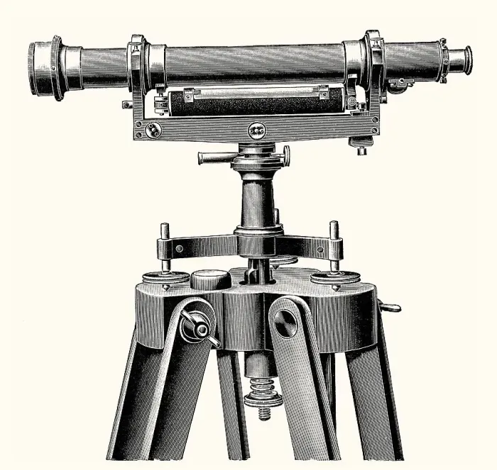 Framed Print : Leveling telescope, 19th century Framed Print : Leveling telescope, 19th century