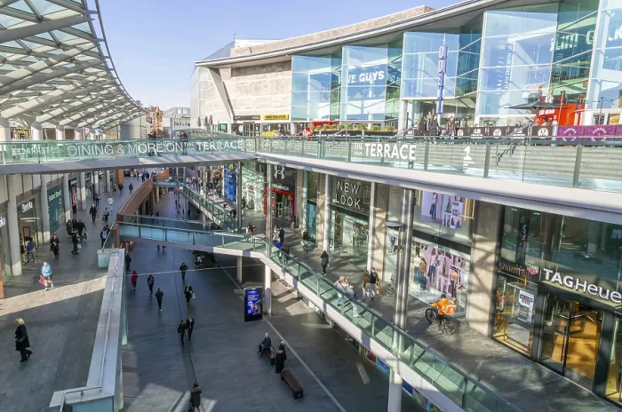 Framed Print : Levels of shops in South John Street shopping centre Framed Print : Levels of shops in South John Street shopping centre