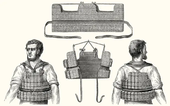 Framed Print : Life jackets from the the 19th century Framed Print : Life jackets from the the 19th century
