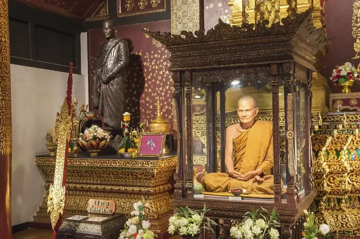Framed Print : Life-like statue of a revered monk