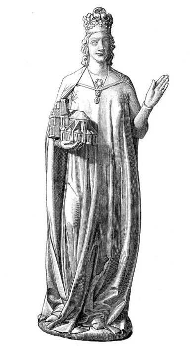 Framed Print : Life-size statue of Empress Kunigunde from the 13th century