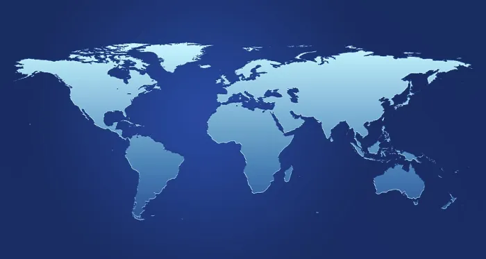 Framed Print : Light blue map of the world in front of a dark blue background Framed Print : Light blue map of the world in front of a dark blue background