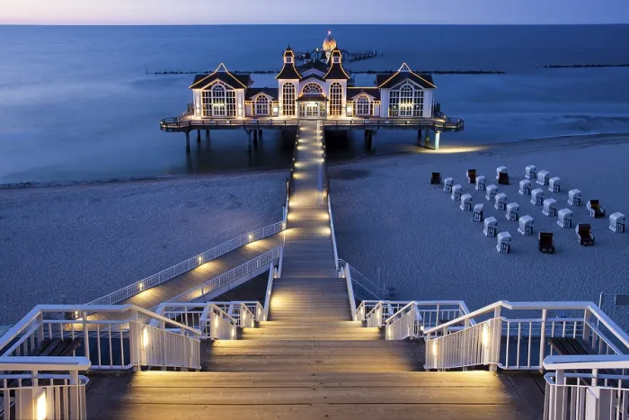 Framed Print : Lighted Sellin Pier, Rugen Island
