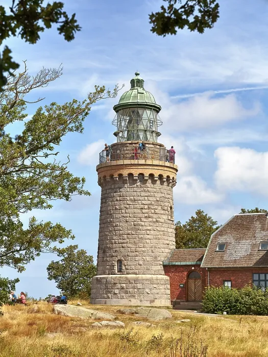 Framed Print : Lighthouse Hammeren Fyr with visitors Framed Print : Lighthouse Hammeren Fyr with visitors