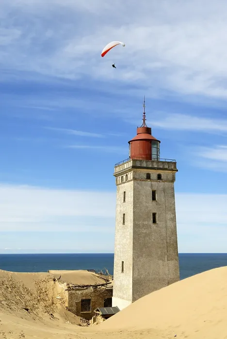 Framed Print : Lighthouse, sunken in the sands of the Rubjerg Knude Dune near Lonstrup