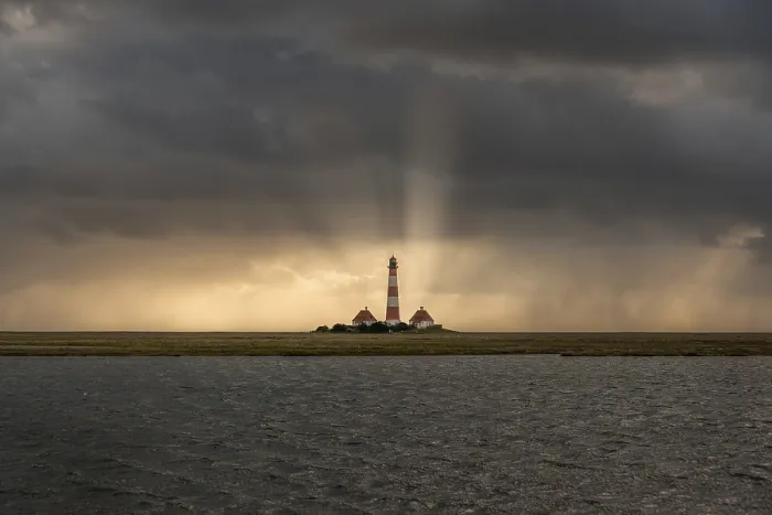 Framed Print : Lighthouse Westerheversand, Westerhever Framed Print : Lighthouse Westerheversand, Westerhever