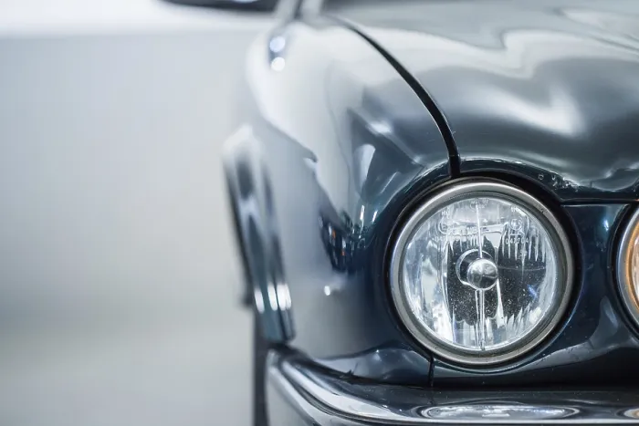 Framed Print : Lights of a reflecting green vintage car Framed Print : Lights of a reflecting green vintage car