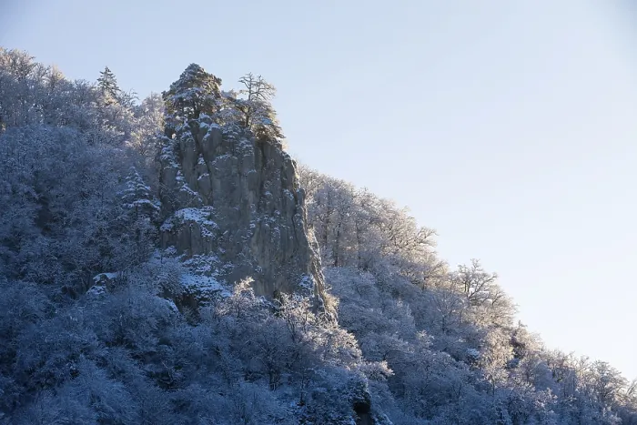 Framed Print : Limestone rock, snow, frost, winter Framed Print : Limestone rock, snow, frost, winter
