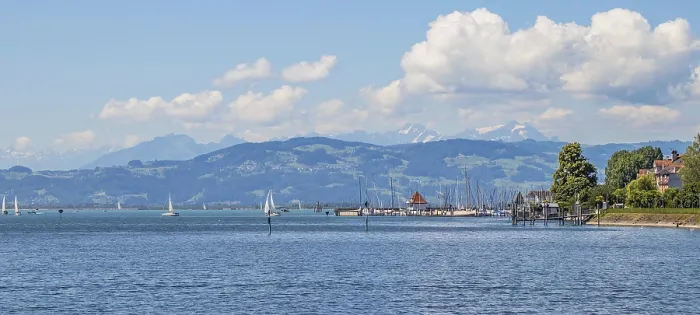 Framed Print : Lindau am Lake Constance, boat dock