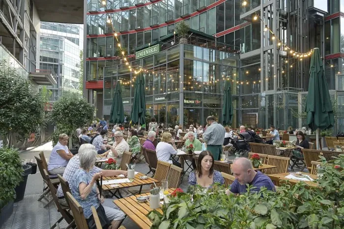 Framed Print : Lindenbraeu Brewery and Restaurant in the SonyCenter Framed Print : Lindenbraeu Brewery and Restaurant in the SonyCenter