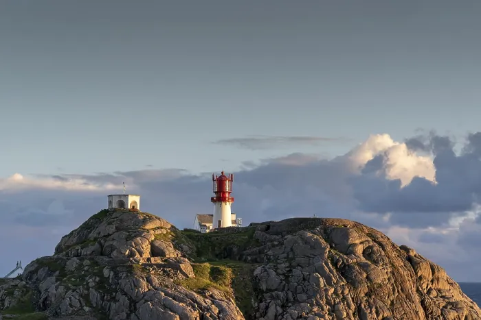 Framed Print : Lindesnes lighthouse on rock, southernmost point of Norway
