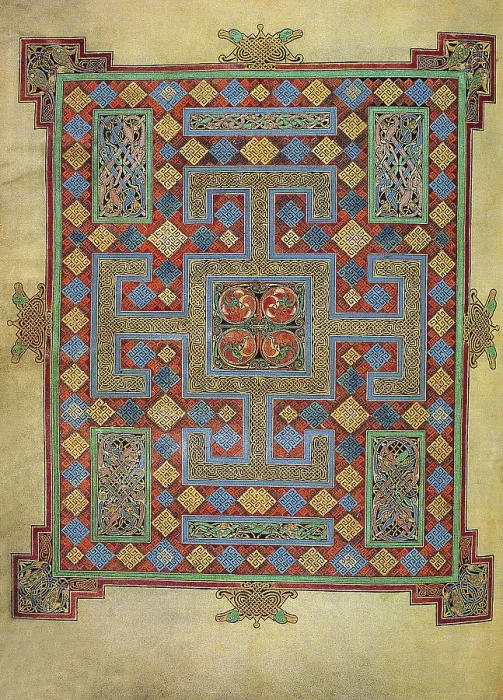 Framed Print : The Lindisfarne Gospels is an illuminated manuscript gospel book produced around the year 700 CE in a monastery