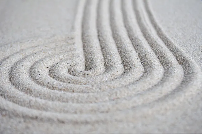 Framed Print : Lines and circle formation on beach sand with customizable space for text Framed Print : Lines and circle formation on beach sand with customizable space for text